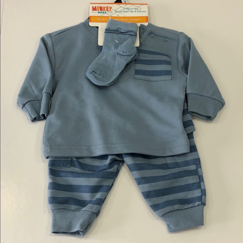 3-Piece Matching Infant Jogger Set – Blue – Size 0–3 Months – NWT